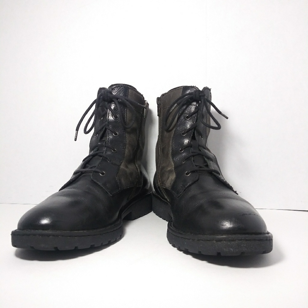 Born Malvin Men Black Leather Combat Boots Sz10M